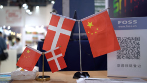 Chinese and Danish flags